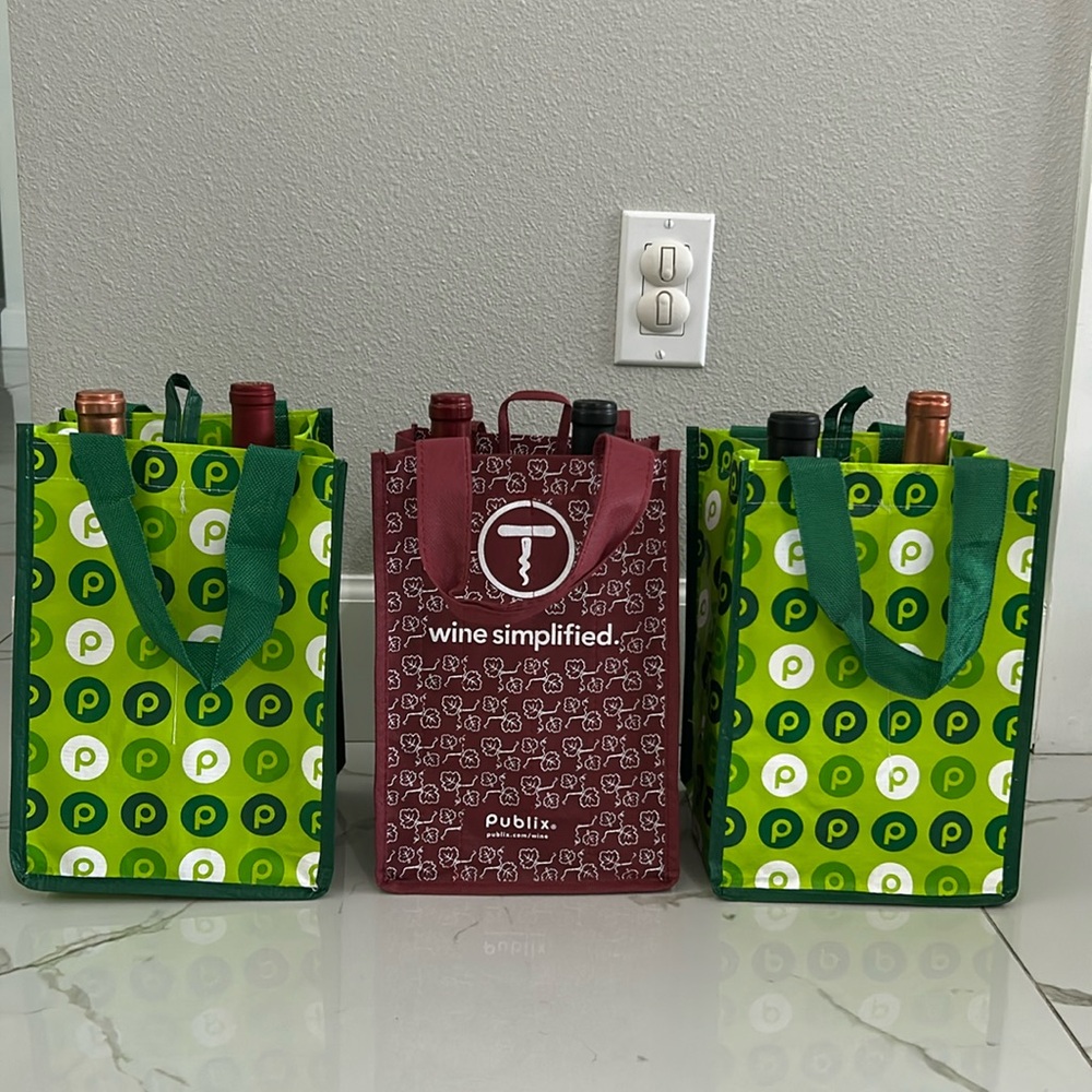 Publix Reusable Wine Carrying Bag Lot of 3 (Bags Only)